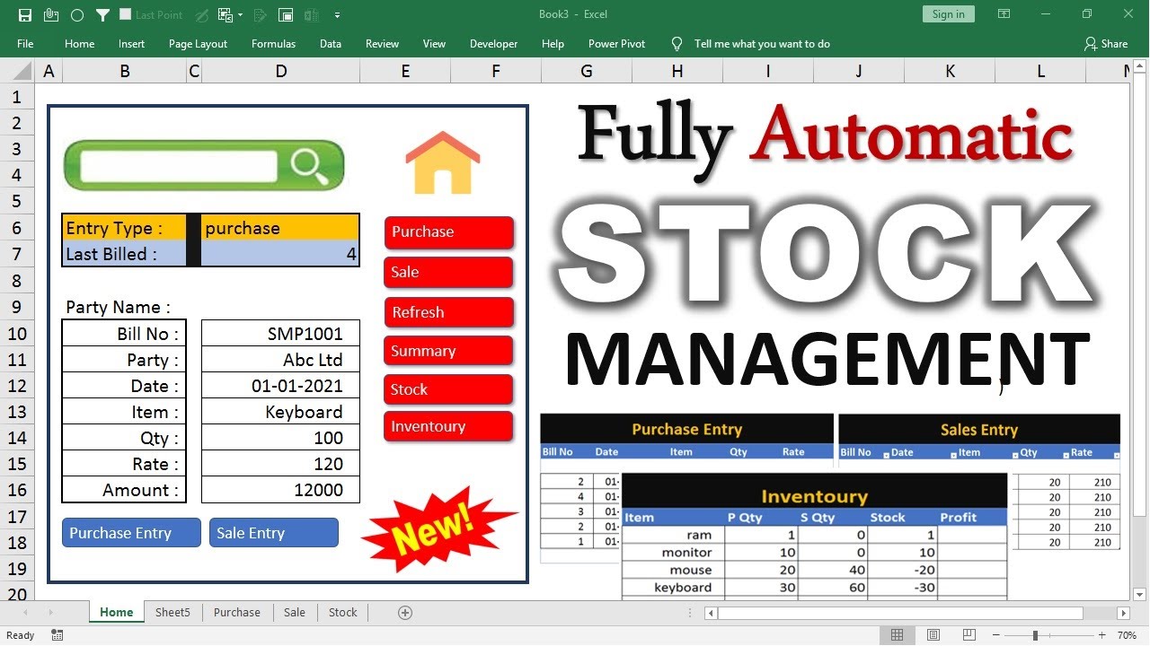 Stock [ Inventory ] Management In Excel - Stock Maintain In Excel ( Hindi ) - Stock Register