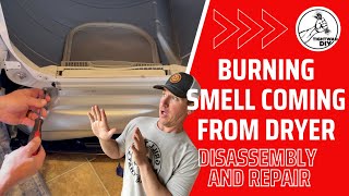 Fix a Burning Smell Coming From Your Dryer LG Dryer Repair Removing The Cover On An LG Clothes Dryer