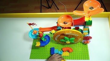 couomoxa waterwheel piano marble run building blocks deytail assemble video compatibal with Duplo