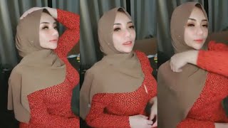 Style Hijab Ketat | Referensi Hijab Coklat pashmina Tante Bohay Mek Sarah