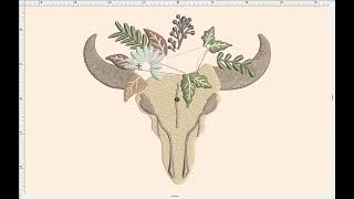 Embroidery: Bull Skull With Flowers screenshot 4