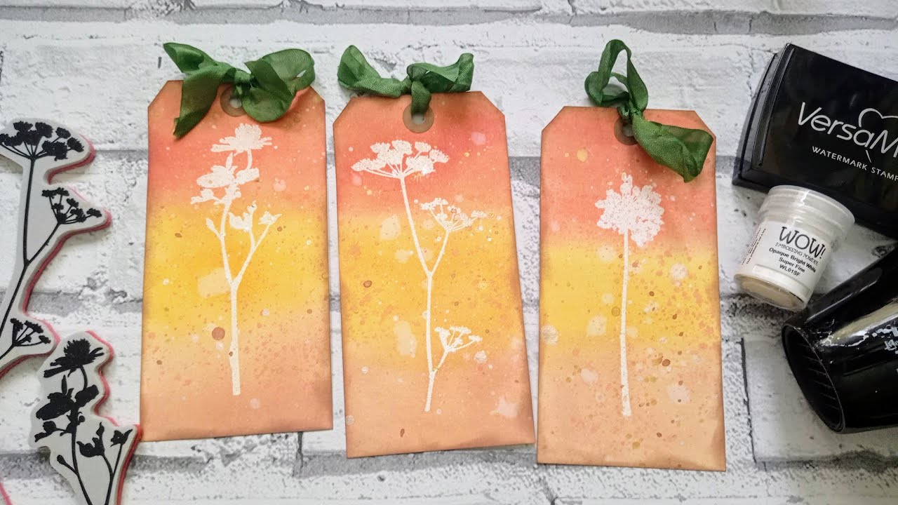 Emboss Resist Stamping Technique - Junk Journal Tags - YouTube