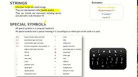 C Tokens  -  Strings and Special symbols #EST 102 Programming in C