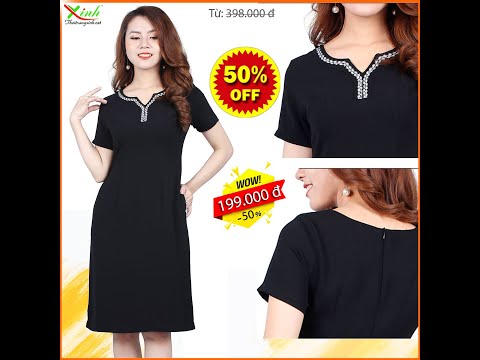 Đầm Suông Cổ Viền V Sang Trọng DL515 | Foci