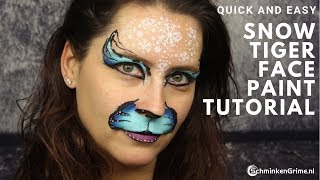 Snow Tiger Face Paint Tutorial | Quick Face Paint Tutorial | 2 Minute Face Paint