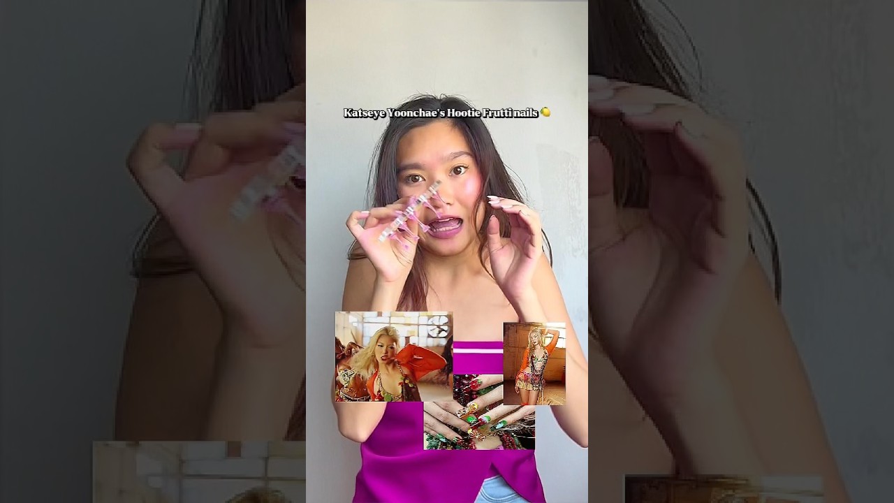 Recreating Katseye YOONCHAE’S Hootie Frutti Nails 3 🍋 #viral