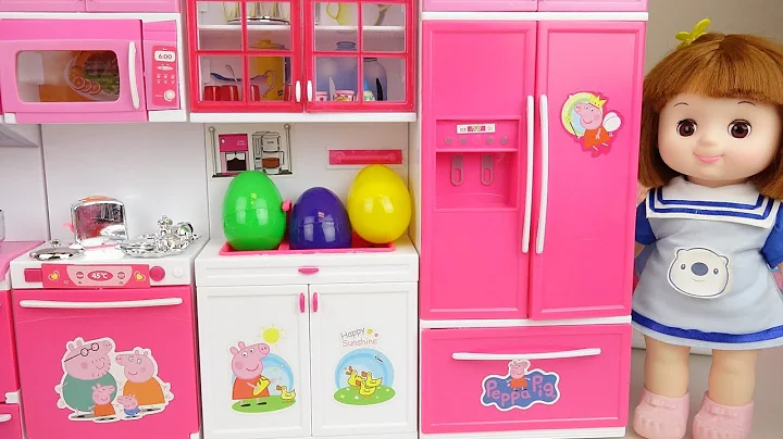Baby doll kitchen set and surprise eggs toys baby Doli play