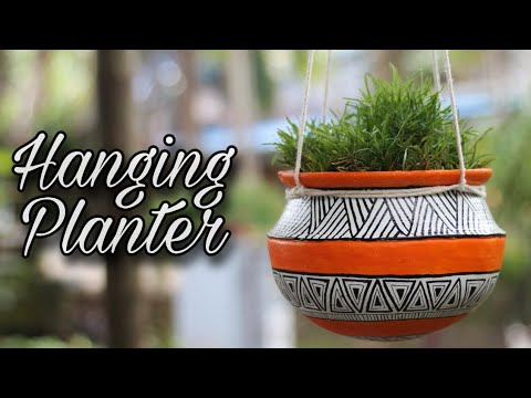 EASY HANGING PLANTER/DIY HANGING PLANTER/POT PAINTING - YouTube