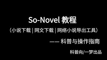 So-Novel 教程（小说下载/网文下载/网络小说导出工具）——科普与操作指南