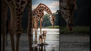 Unexpected Rescue: Giraffe Saves Dog in the River #animalrescue #rescue #wildliferescue #hero #dog