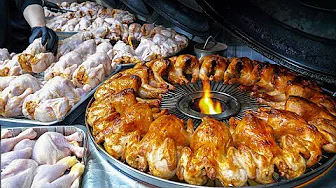 Really? 7,000 chickens sold in a month!! Amazing Giant Cauldron Grilled Chicken / Korean Street Food