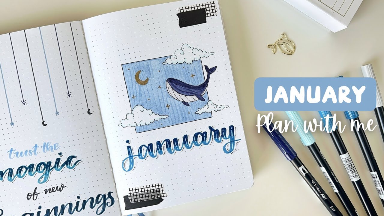 My January 2025 Bullet Journal Setup 🐋🌌 | Notebook Therapy ‘Gentle Giant’ Theme