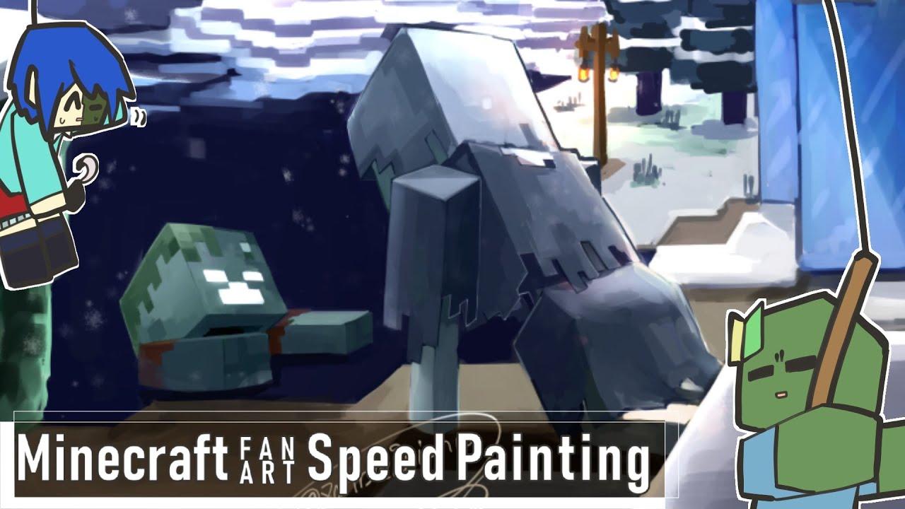 Minecraft Speed Painting The Stray Talking To The Drowned マイクラ イラスト Youtube