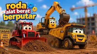 Roda Alat Berat Berputar Putar 🚜 | Lagu Anak Excavator & Bulldozer | K3 Kids
