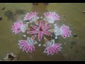 Colourful lotus and Diya rangoli design|simple lotus rangoli.friday rangoli|easy rangoli.