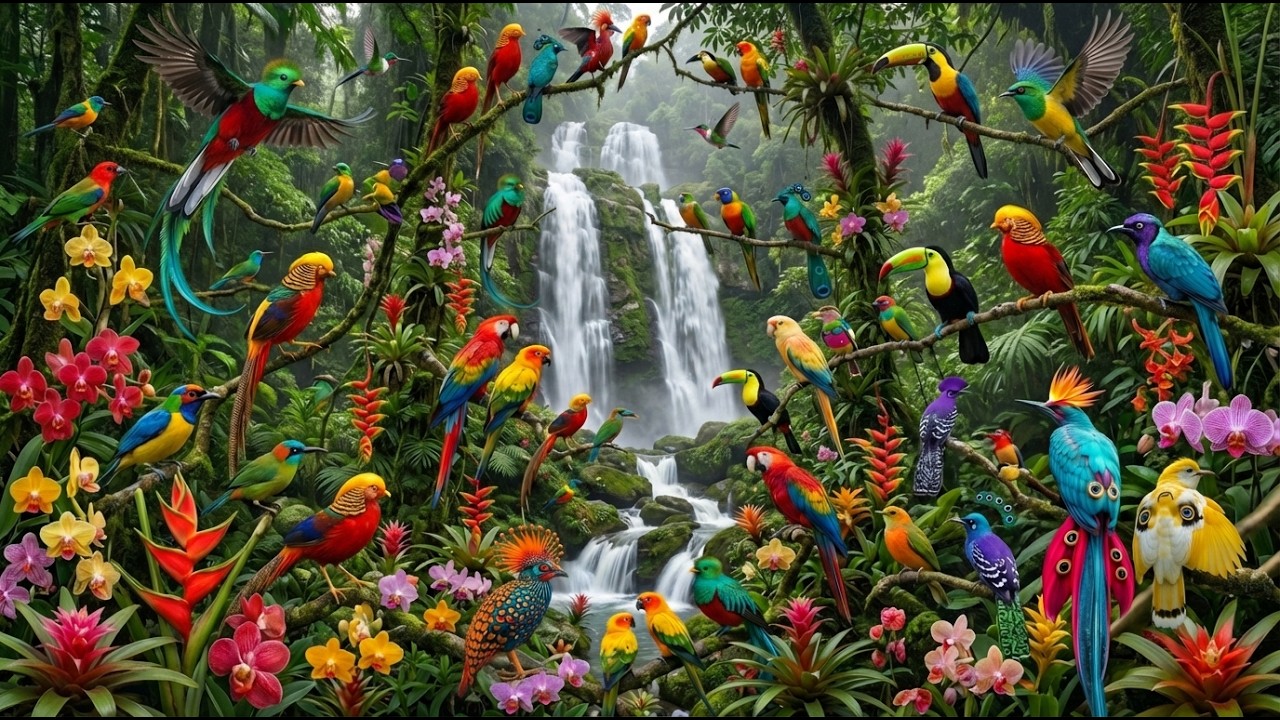 Nature Therapy: Amazon Birds & Water 🌿🐦💦🦚🦩🦜#AnxietyRelief #BirdLife #RiverSounds #FlowingWater