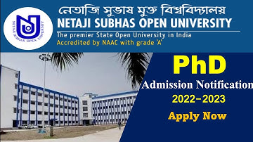 PhD Admission 2023 // Netaji Subhas Open Univerity // West Bengal