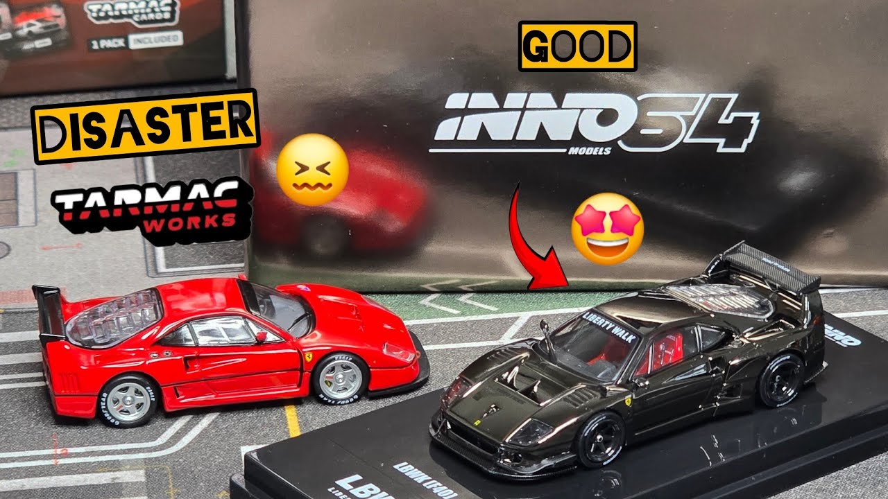 Inno64 Liberty Walk F40 Ferrari Chrome Black. Compare with