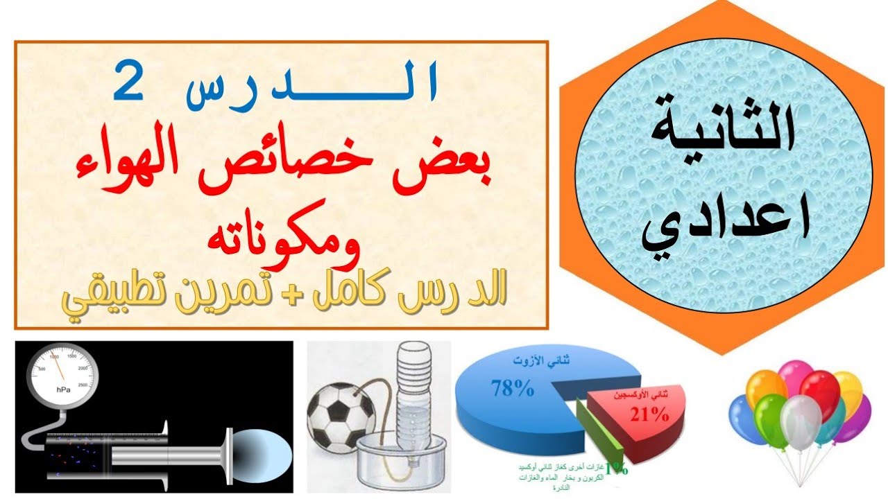 الثانية اعدادي - بعض خصائص الهواء ومكوناته