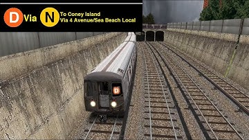 OpenBVE Special: D Train To Coney Island Via 4 Avenue/Sea Beach Local (R68)(Weekend G.O)