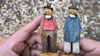 Whittling some traditional flat plane woodcarving figurines. A Captain of a different color.