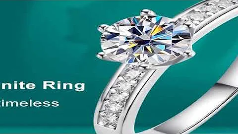 KNOBSPIN 1ct D Color Moissanite Ring S925 Sterling Sliver Plated 18k White Gold Eternity Band Weddin