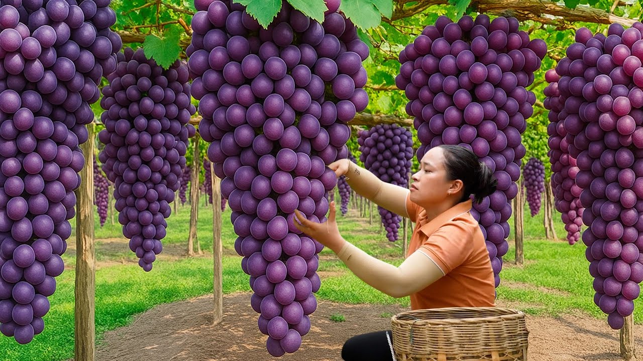 Harvesting 100kg of Fresh Grapes and Selling Them at the Market – Gardening and Vegetable Care
