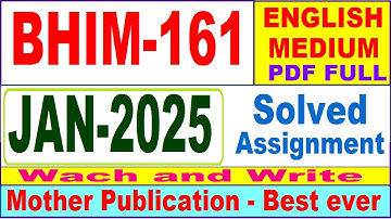 BHIM 161 solved assignment 2025 || bhim 161 solved assignment 2025 in English || ignou bhim161 2025