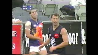 Chris Judd's first ever possession in Senior AFL Football - Wizard Cup 2002