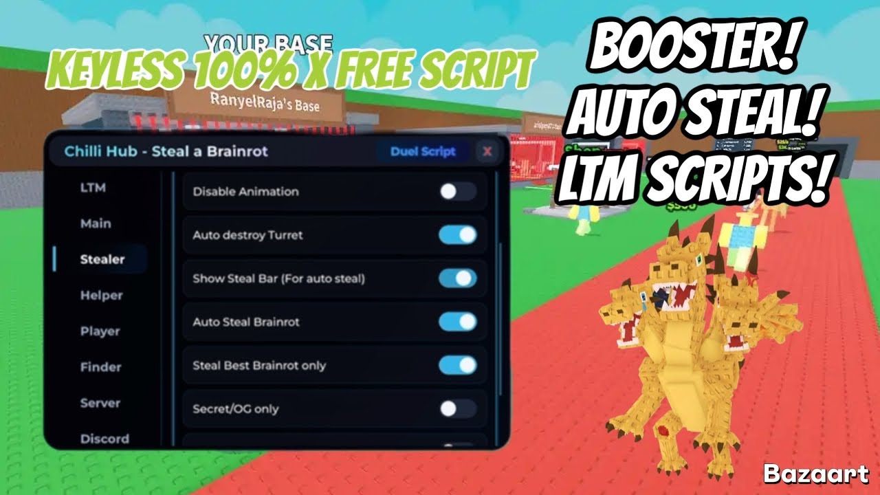 [CHILLI HUB SCRIPT] 🔥 (NO KEY) Including: Booster, Auto Steal, LTM ...