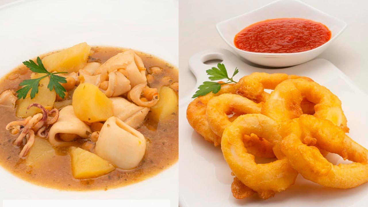Calamares con garbanzos - Rabas con salsa picante - Cocina Abierta de Karlos Arguiñano