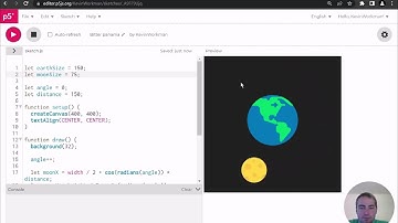 Earth Moon Emoji Orbit Genuary p5.js Let