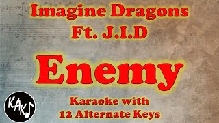 Video thumbnail of "Enemy Karaoke - Imagine Dragons ft J.I.D Instrumental Lower Higher Female Original Key"