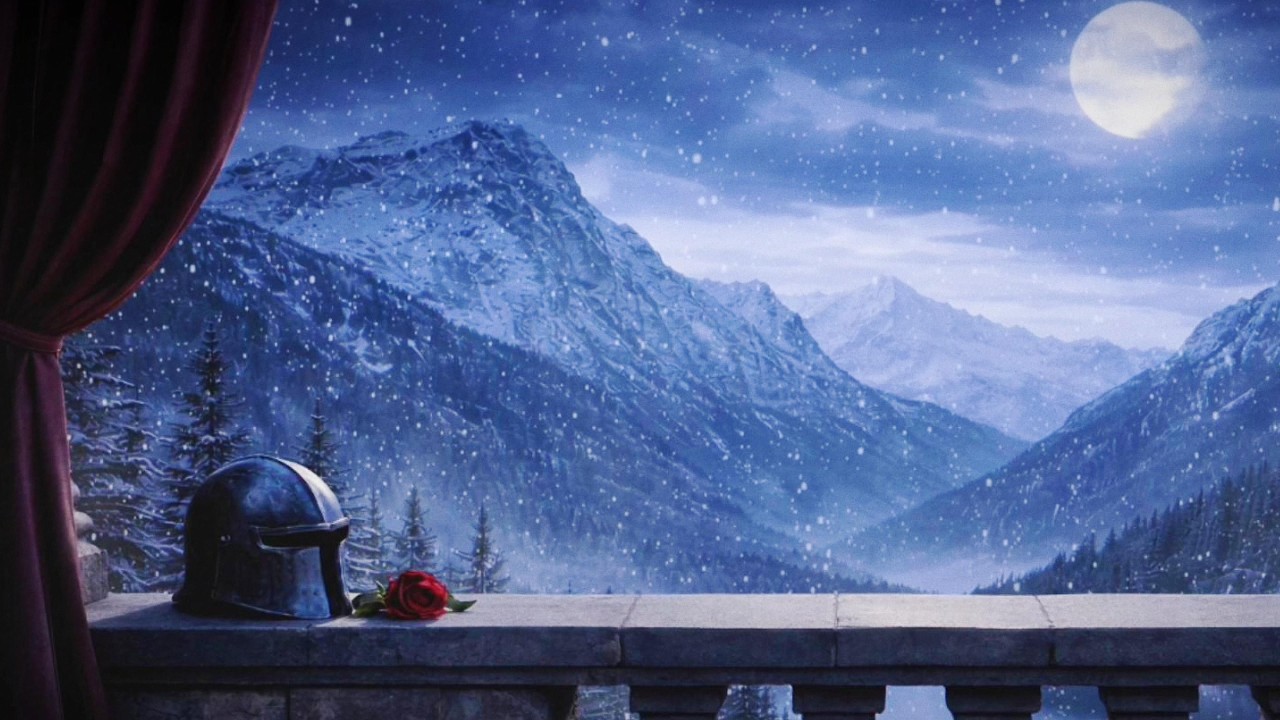 Medieval Balcony Night Ambience 🌙 Castle Winter Atmosphere