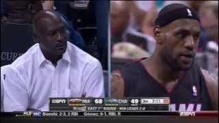 LeBron Stares Down Michael Jordan While Dunking