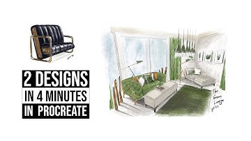 PROCREATE Tutorial INTERIOR DESIGN - 2 DESIGNS in 4 MINUTES - Digital Rendering Tutorial | HH Design