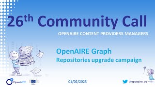 26th OpenAIRE Content Providers Community Call