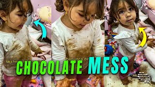 Little Girl Got Chocolate From the Pantry Then Spred It All Over Her Room