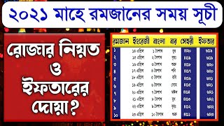 রমজানের সময় সূচী ২০২১||রমজান মাসের ক্যালেন্ডার||Ramadan Somoy suchi 2021||রোজার নিয়ত ও ইফতারের দোয়া।