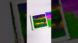 Sunset landscape painting tutorial🖌️#youtubeshorts #acrylicscenery #diy #painting #artshorts #art
