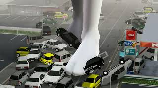 Mmd車列を蹴散らす巨大鬼娘 The Giantess Ogre Kicks Cars About巨大娘 Giantess