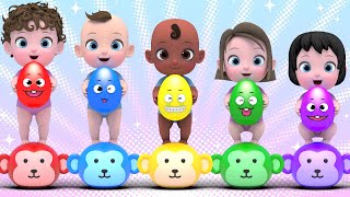 Color Surprise Egg Five Little Monkeys Jumping On The Bed | Nursery Rhymes & Kids Song| Kindergarten