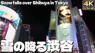 [4K]🇯🇵 Snow falling on Shibuya, Tokyo's popular tourist spot. A winter night in 2026.