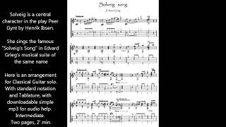 Video thumbnail of "Solveig's Song by Edvard Grieg Classical Guitar solo"