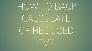 #Backcalculation#reducedLevel#excel#computer Profile