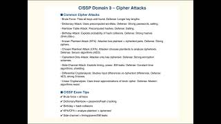 Common Cipher attacks for CISSP Exam