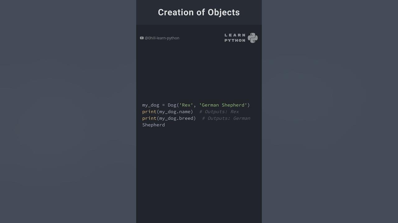 Creation of Objects in Python #pythonlearning #programming #coding # ...