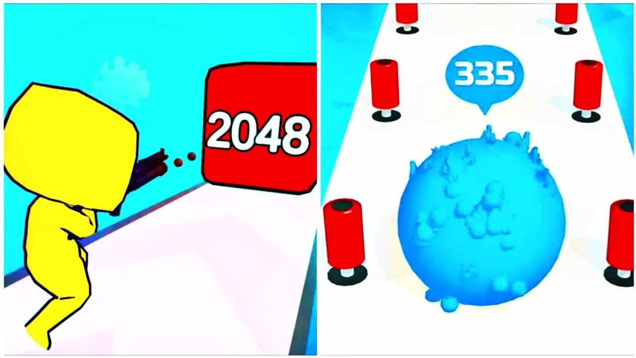 2048 Merge Run vs Roll Crowd - ASMR Gameplay (NOOB vs PRO vs HACKER)