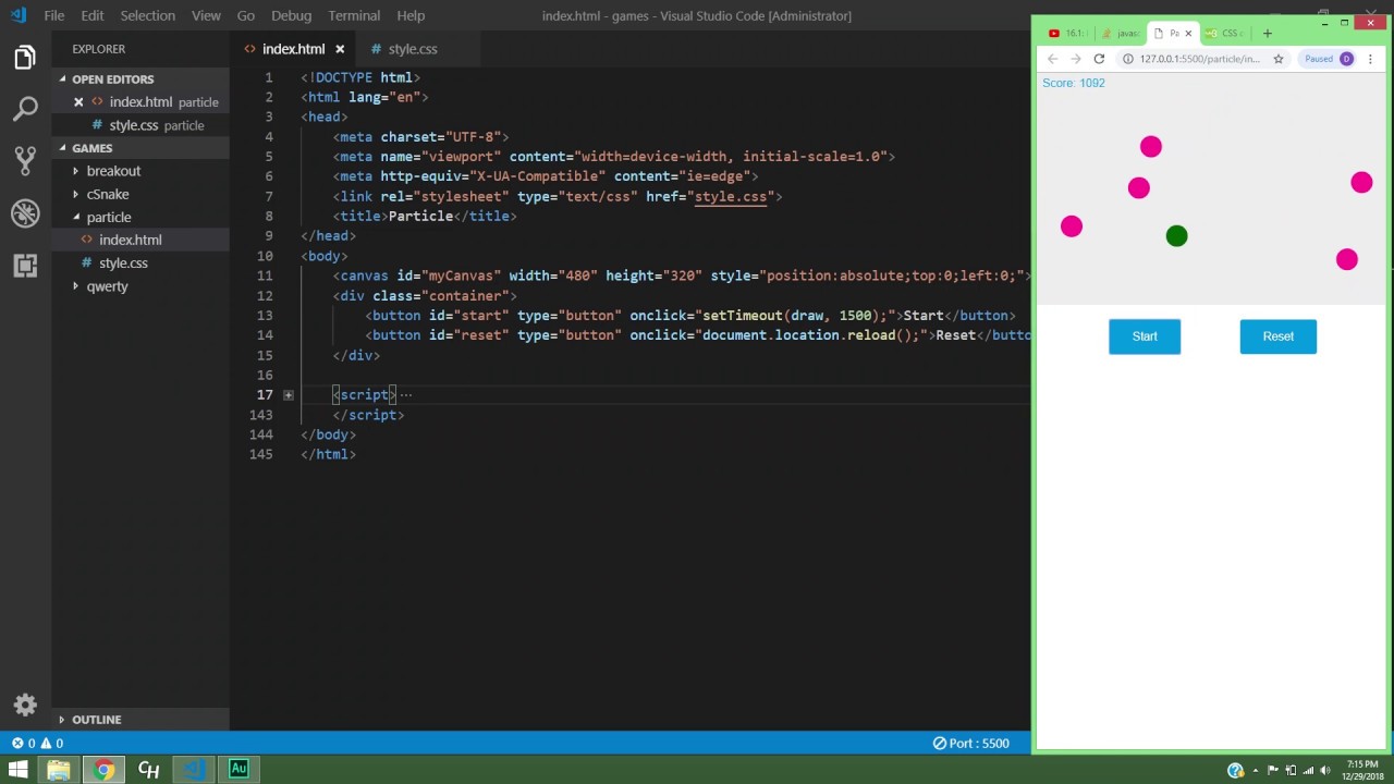 Javascript Particle Game (2 Hour Speed Code) - YouTube