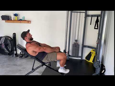 Incline bench cable upright row with rope